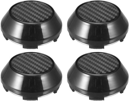 Centri ruote universali 4 pezzi - Nero - Altezza 26 mm - Diametro esterno 65 mm - Materiale in plastica resistente - Centri ruota