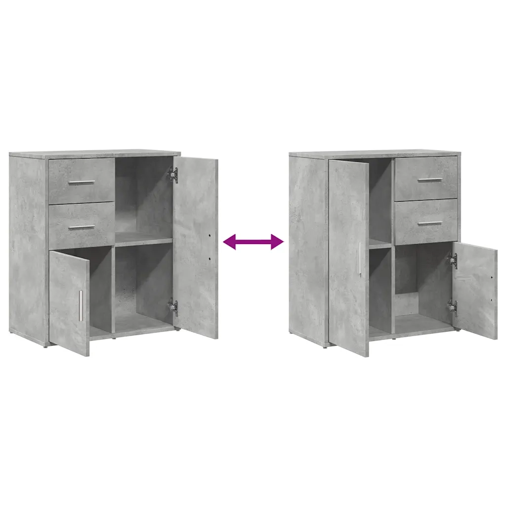 Credenza Grigio Cemento 60x31x70 cm in Legno Multistrato