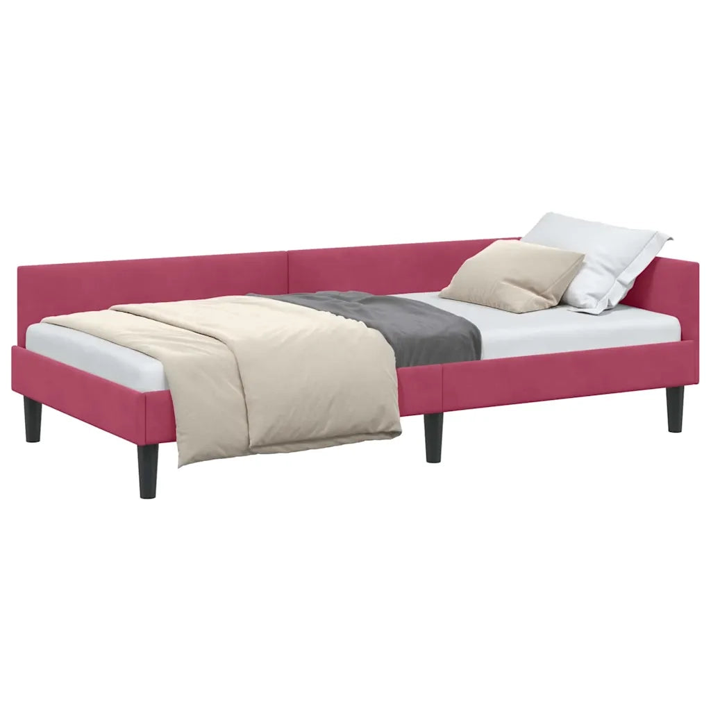 vidaXL Struttura del letto ad angolo Rosso vino 90 x 190 cm
