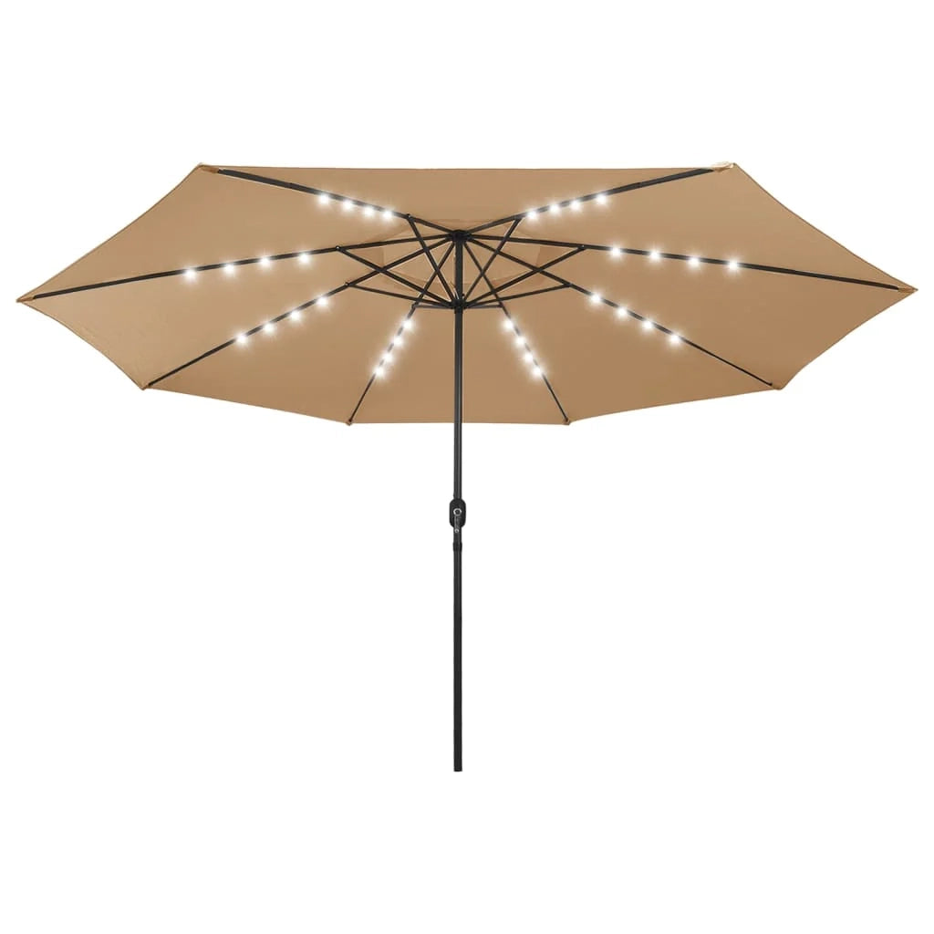 Ombrellone da esterno con LED e palo in metallo 400 cm color tortora 02_0008184