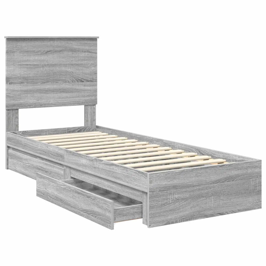 Letto con Contenitore con testiera Grigio Sonoma 75 x 190 cm 3411262