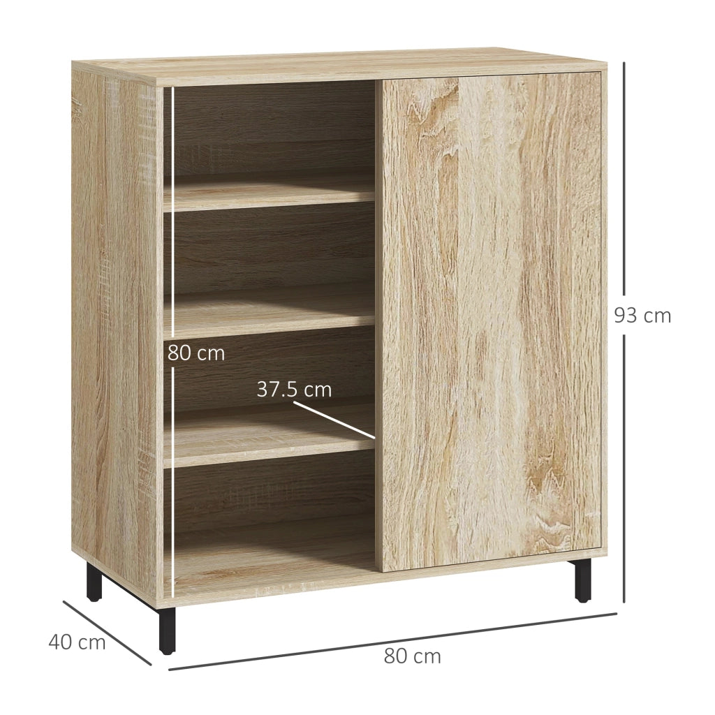 Mobile Scarpiera a 4 Livelli in Truciolato e Acciaio con Ripiani Regolabili, max 12 Paia 80x40x93 cm
