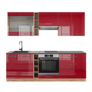 Cucina componibile Fame-Line Bordeaux lucido/Rovere dorato 235 cm, PL Antracite Vicco
