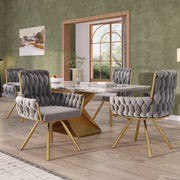 Set di 4 sedie da pranzo girevoli in velluto grigio