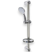 Saliscendi Doccia Cromato 60 cm con Soffione Multigetto Ø8 cm e Portasapone 69131