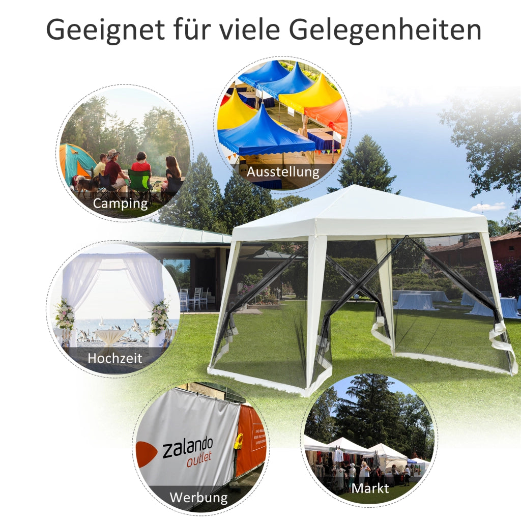 Gazebo da giardino ¨C zephmum ¨C crema 3x3m metallo poliestere