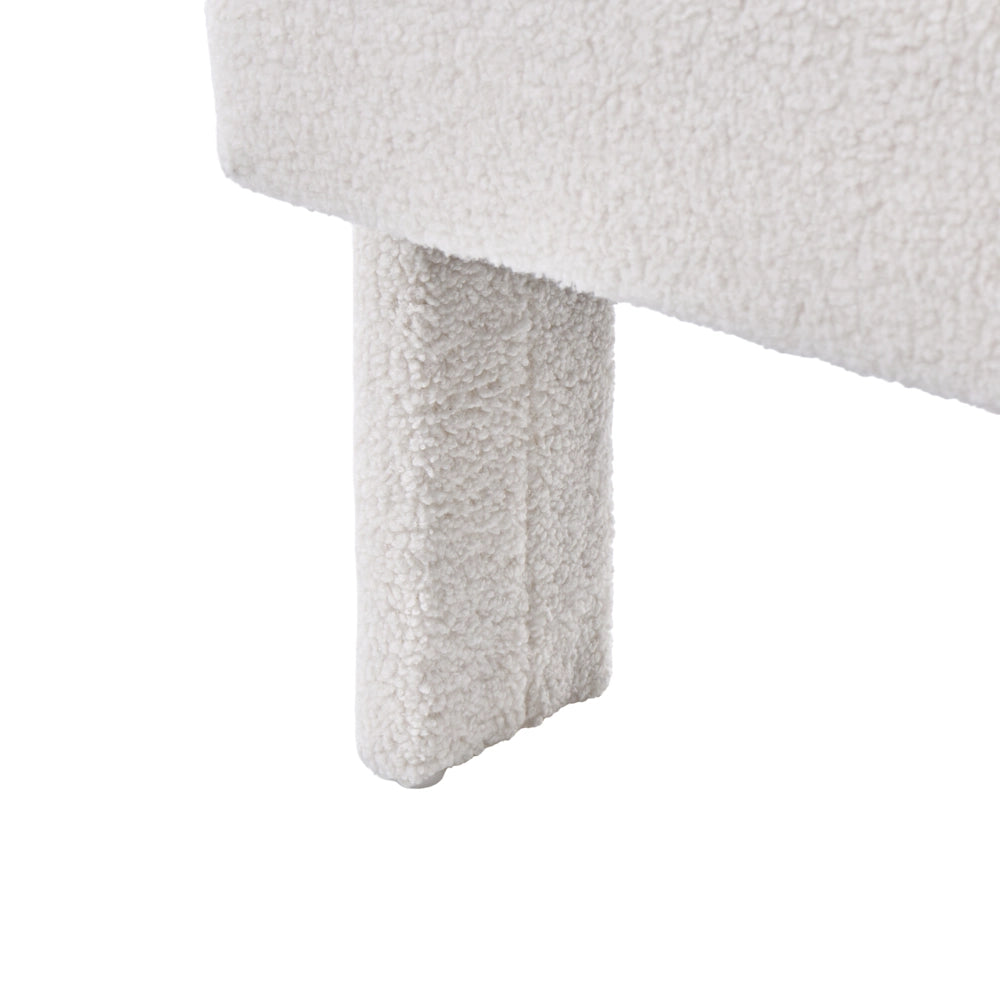 Divano a 2 posti morbido tessuto Boucle bianco sporco stile retrò vintage gambe in legno