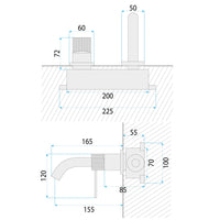 Rubinetto Da Parete Rea Lungo Stripe Brush Gold