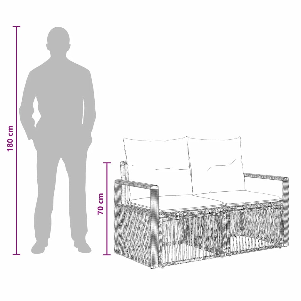 Set Divano da Giardino 5 pz | Set Salotto da Giardino Nero polyrattan