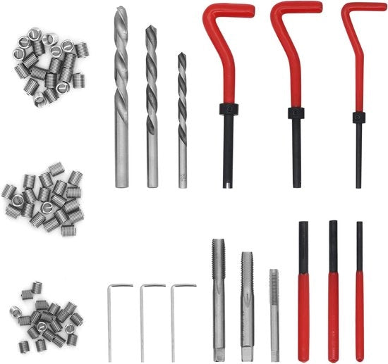 Kit di riparazione a 75 pezzi per auto - M6, M8, M10 Helicoil con bobine a spirale e componenti di riparazione
