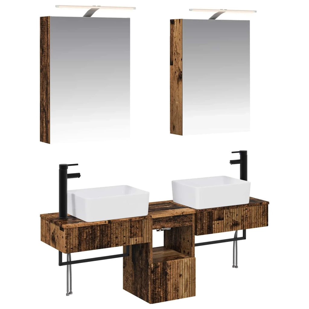 Set di Armadi da Bagno 5 pcs Legno antico 50 x 14,5 x 70 cm 3406317