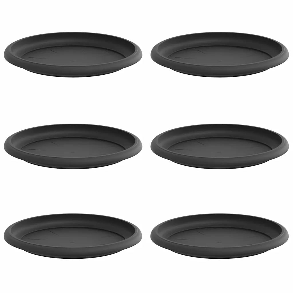 Vassoio Rotondo per Fiori 6 pcs Nero Ø 17,5 x 2 cm Plastica 42020308