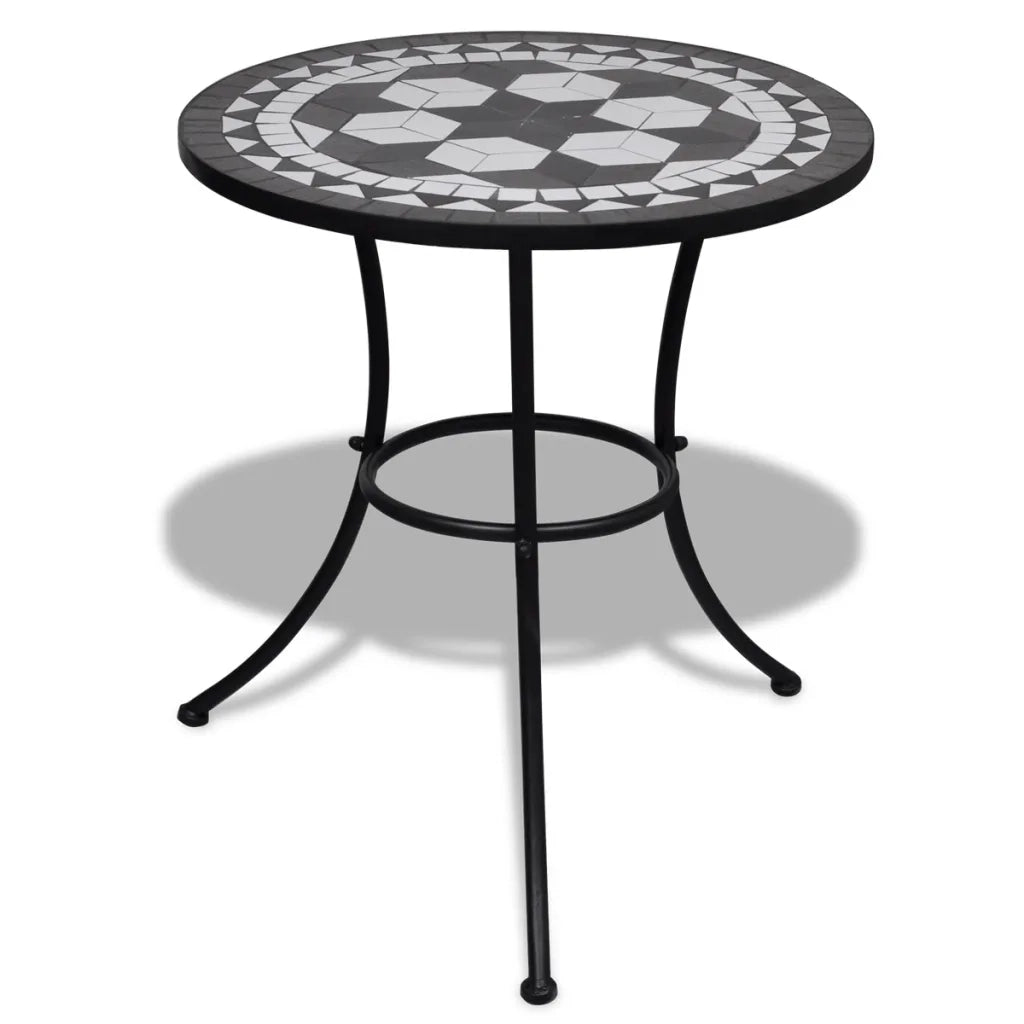 Set da Bistrot 3 pz | Set Salotto da Giardino in Piastrelle di Ceramica Nero e Bianco
