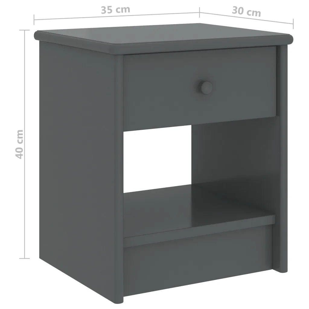 Comodino Grigio Scuro 35x30x40 cm in Legno Massello di Pino cod mxl 30486