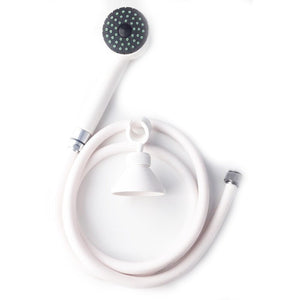 Kit per doccia bianco completo, con supporto, flessibile e doccetta