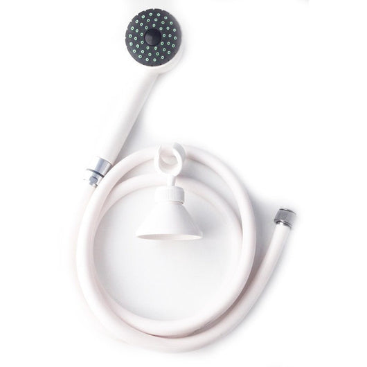 Kit per doccia bianco completo, con supporto, flessibile e doccetta