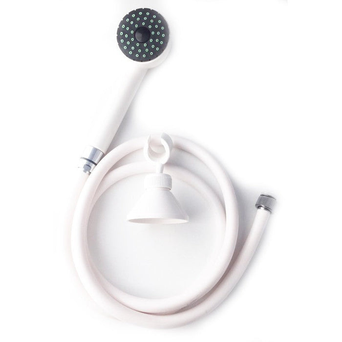 Kit per doccia bianco completo, con supporto, flessibile e doccetta