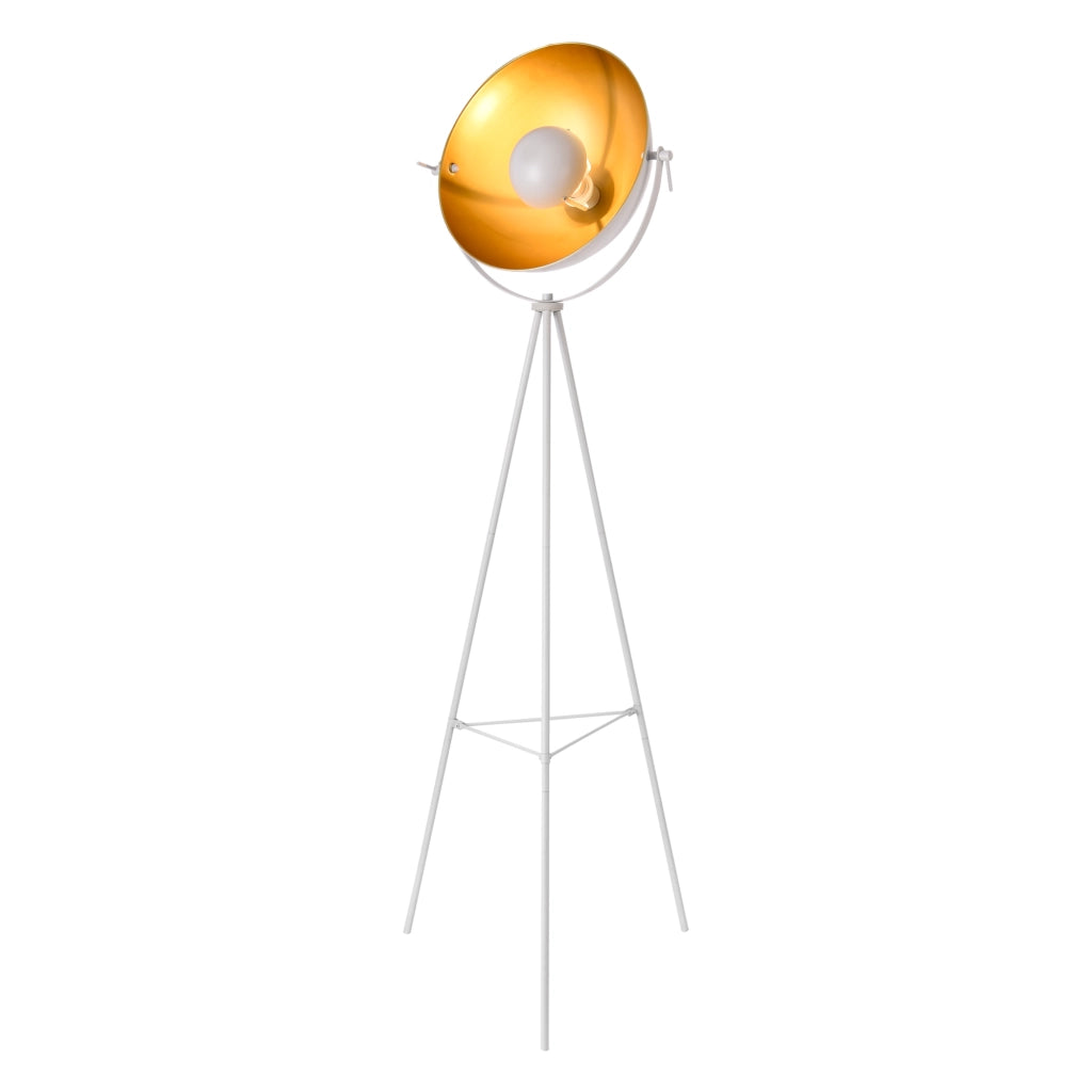 Lampada da Terra in Metallo in stile Treppiedi con Paralume Girevole Illuminazione Faro E27 60W Piantana a Terra - Bianco