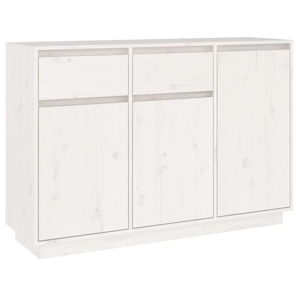 Credenza Bianca 110x34x75 cm in Legno Massello di Pino