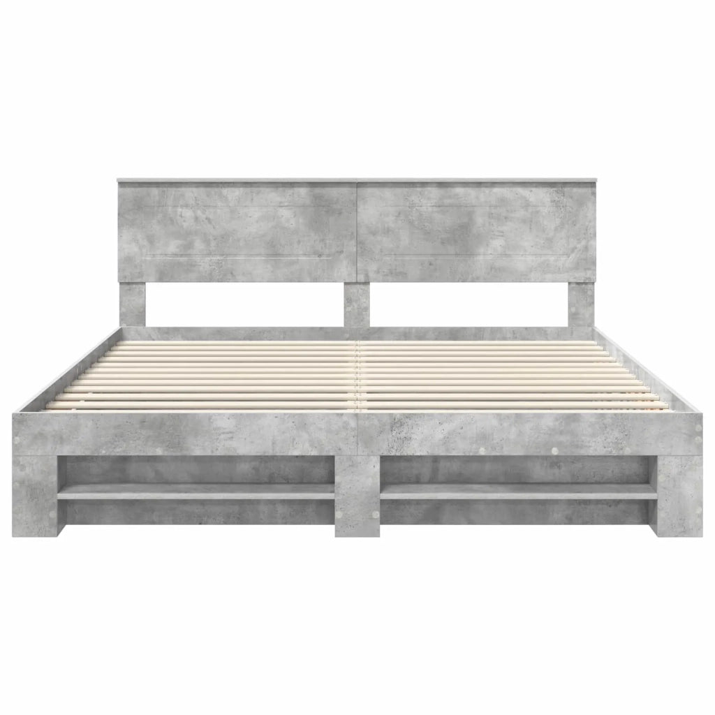 Struttura del letto con testiera Grigio cemento 200 x 200 cm