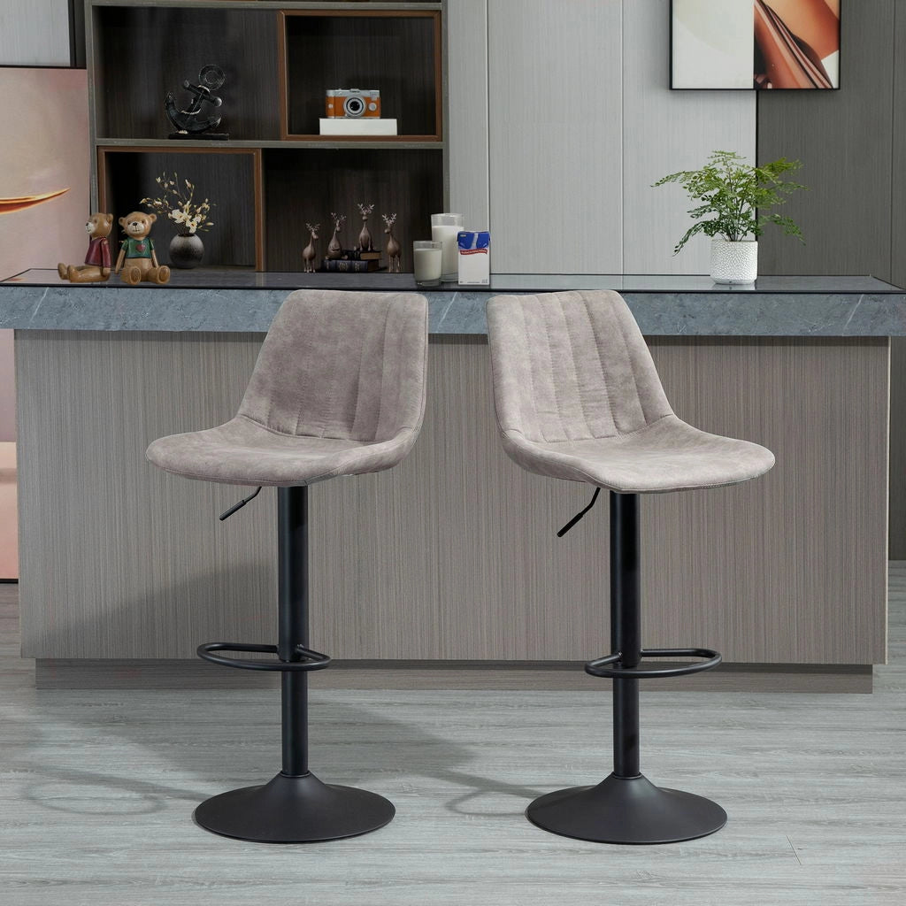 SET 2 SGABELLI DA BAR CON SCHIENALE E ALTEZZA REGOLABILE INDUSTRIAL GRIGIO