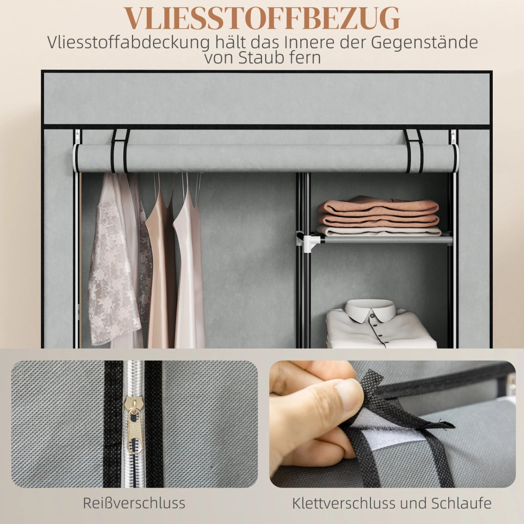 Armadio con Tessuto ¨C zephmum ¨C Grigio Chiaro 6 Ripiani 1 Appendiabiti