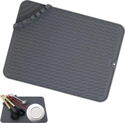Mat di silicone per servizio e posate - mat keuken resistente al calore con cassetta per cucchiai - grigio - 30 x 395 cm