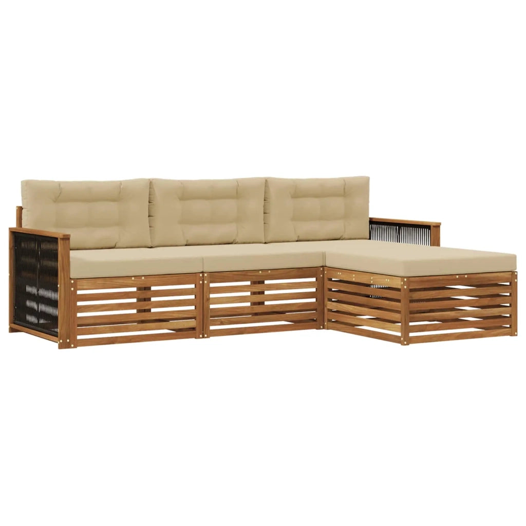 Set di divani da esterno 4 pz Naturale e Beige 3383206