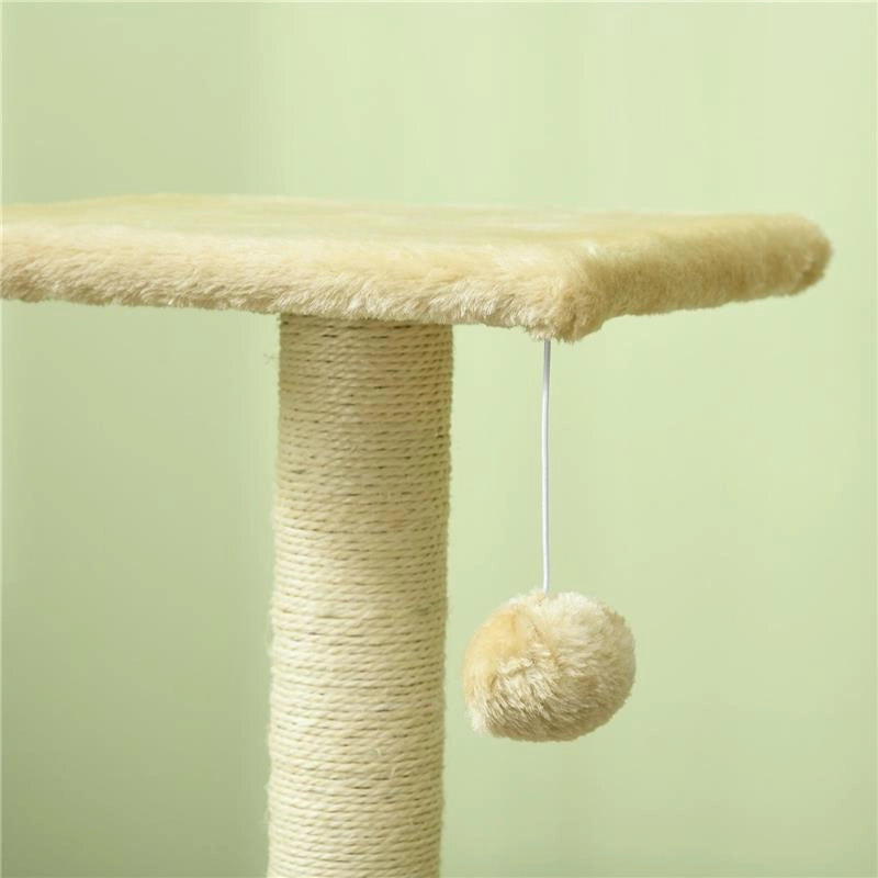 ALBERO PER GATTI A 3 LIVELLI CON TIRAGRAFFI PELUCHE E SISAL 40X35X72 CM CREMA