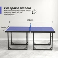 Tavolo da Ping Pong Pieghevole per Interni, Tavolo Ping Pong con Rete, Montaggio Non Richiesto, 182x91 cm, Blu e Viola