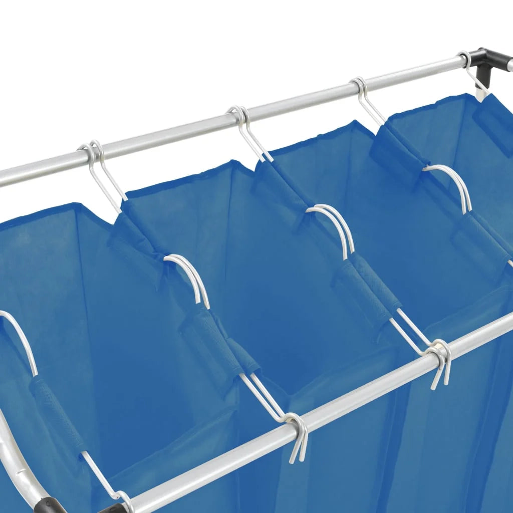Cesto portabiancheria 96 x 40 cm con 4 sacchi blu acciaio 02_0006153