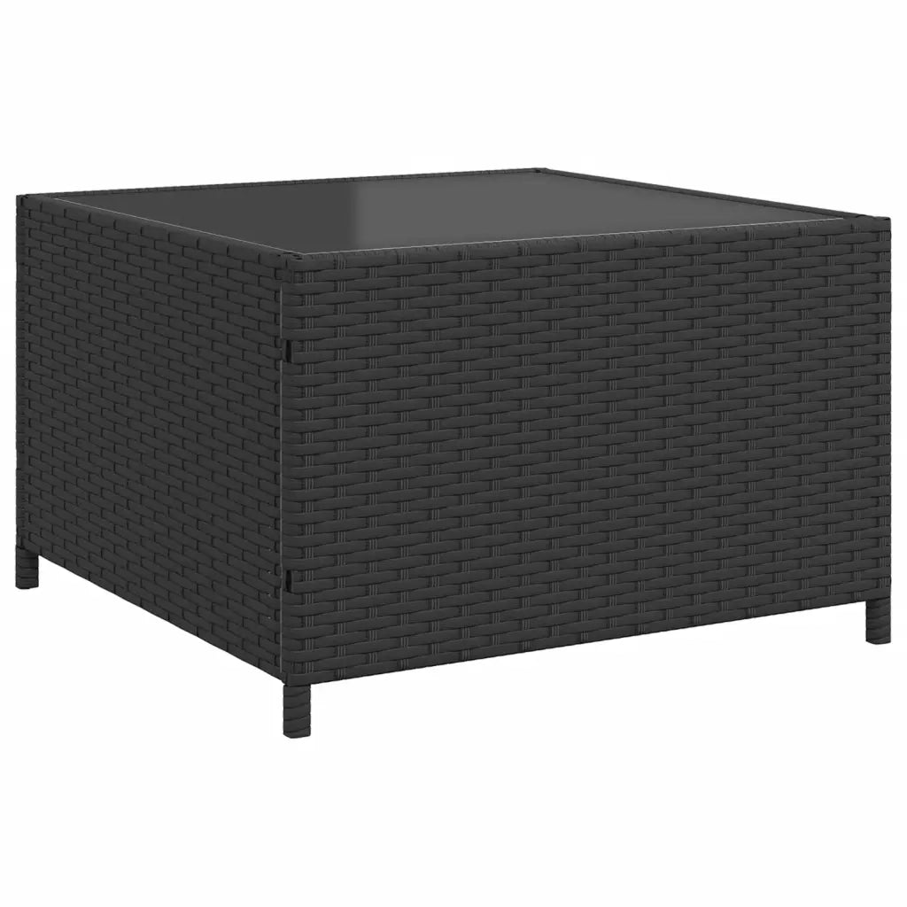 Divano da Giardino con Tavolo e Cuscini a L-Sofa da Giardino-Divano da esterno Nero in Polyrattan 722644