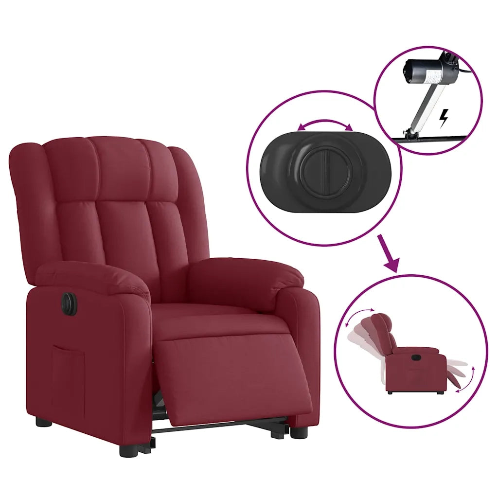 Poltrona Alzapersona Reclinabile Elettrica Rosso Vino Tessuto 3205343