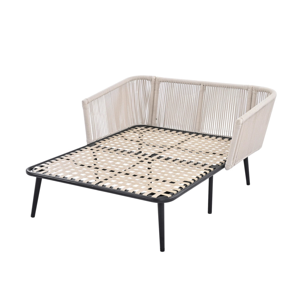 Lettino prendisole da esterno con cuscino da 10 cm; poliestere beige