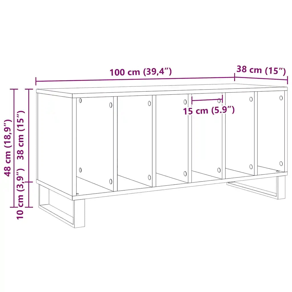 Mobile porta vinili Rovere Nero 100 x 38 x 48 cm CFW9721030