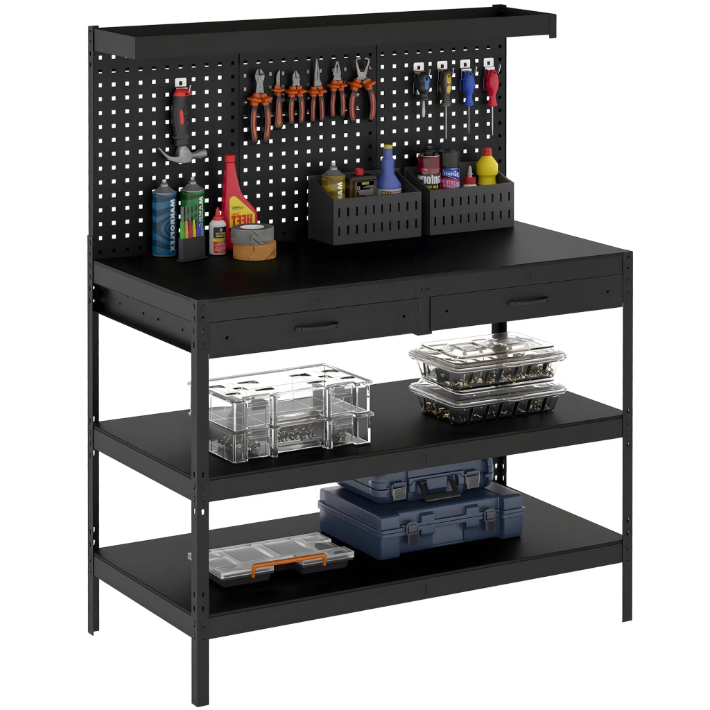 Scrivania da lavoro ¨C zephmum ¨C nero, metallo, legno, 122x61x156 cm