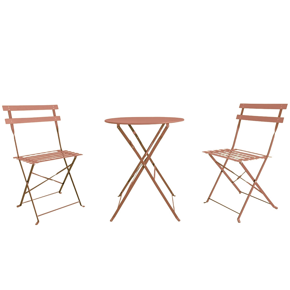 Set 3 Pezzi Giardino Tavolo 2 Sedie da Bistrot Pieghevole Modello Parigi Pesca