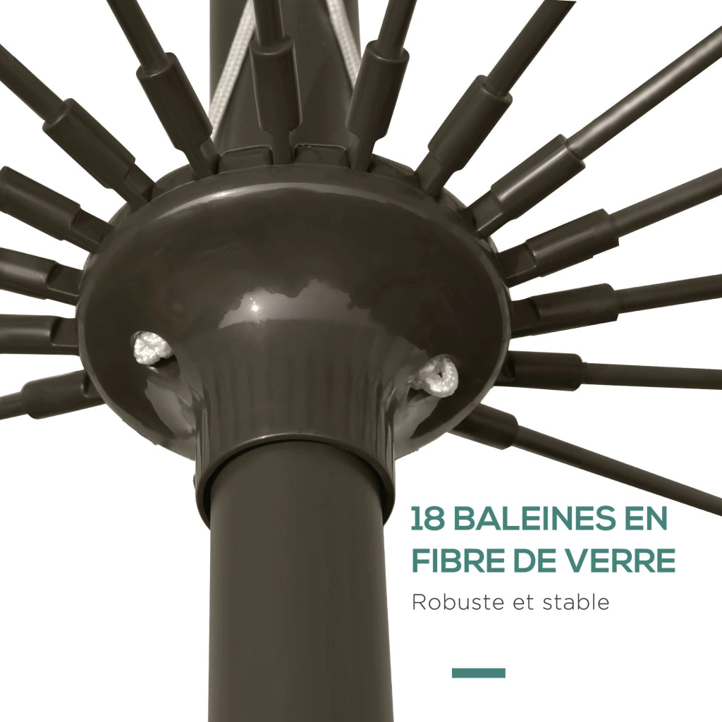 Ombrellone da giardino rotondo ? 2,5 m ¨C Xylo ¨C inclinabile verde con manovella 18 stecche