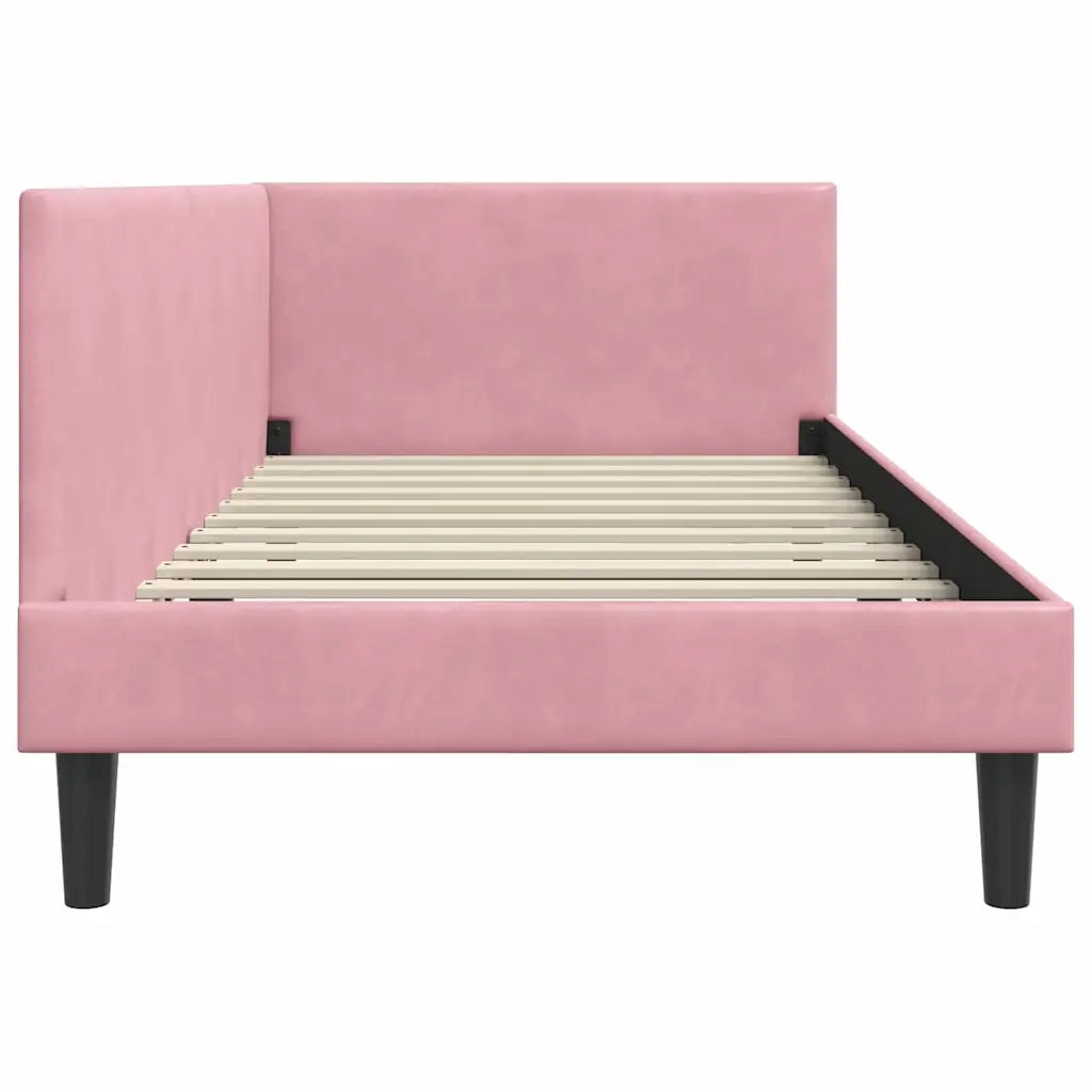 Cornice del letto ad angolo Rosa 100 cm x 200 cm Velluto