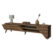 Campli, Mobile Porta tv un Ripiano, 180x40x37h cm Marrone Noce