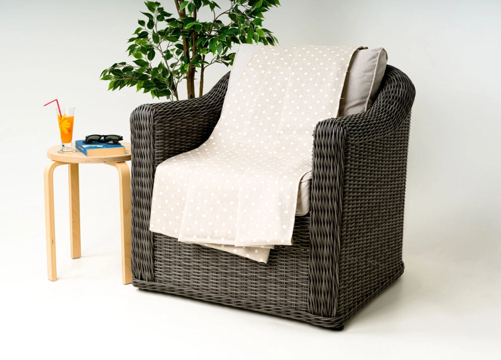 Telo Arredo Granfoulard Copritutto Cotone Made Italy Vari Disegni Arredatutto Copriletto Multiuso - 1 Piazza - Pois Bianco