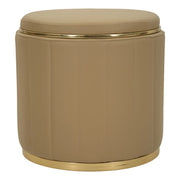 Pouf contenitore London in ecopelle marrone e metallo oro