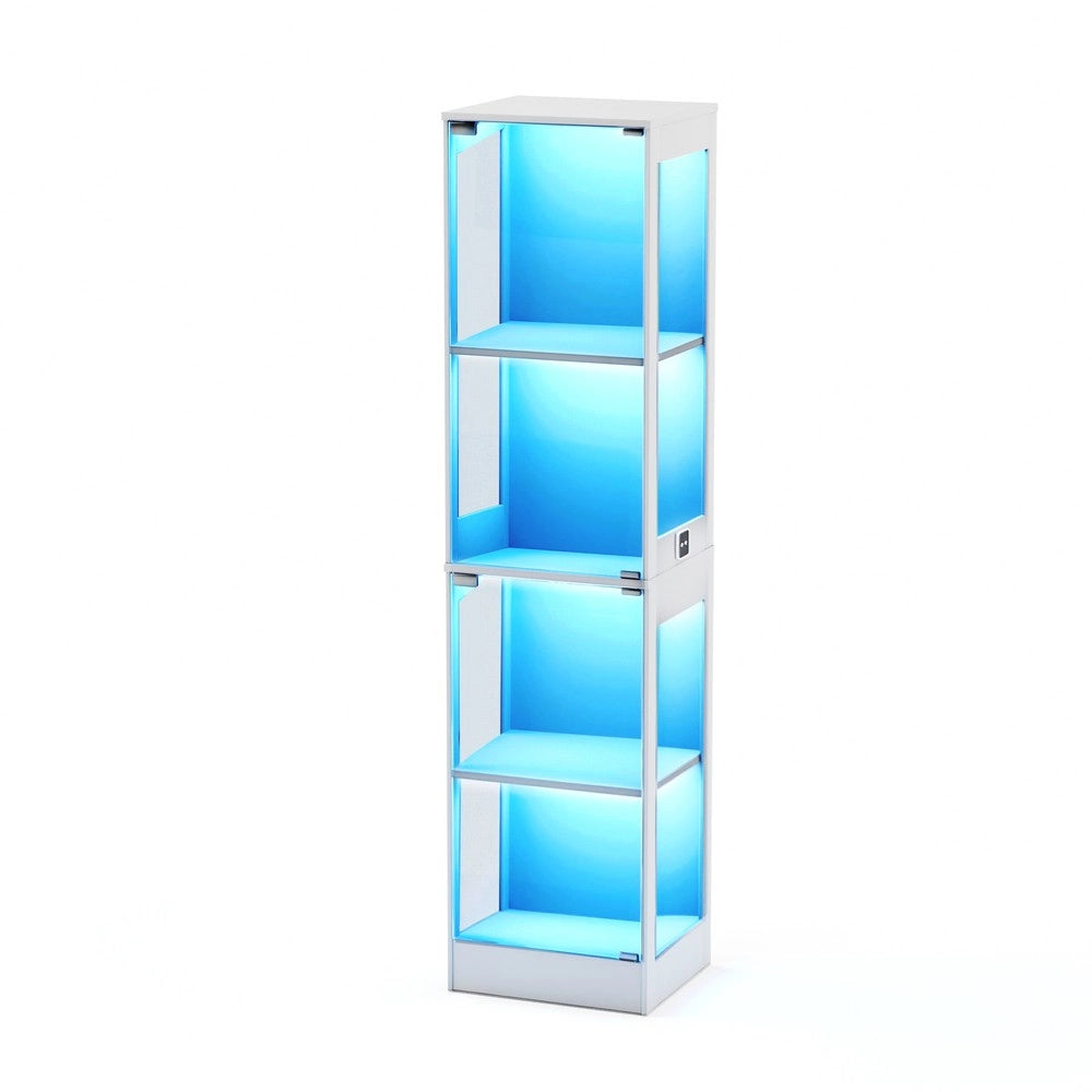 Vetrina a 4 Ripiani con LED, Ante in Vetro e Sensori ¨C Xylo ¨C Bianco 40x35x165