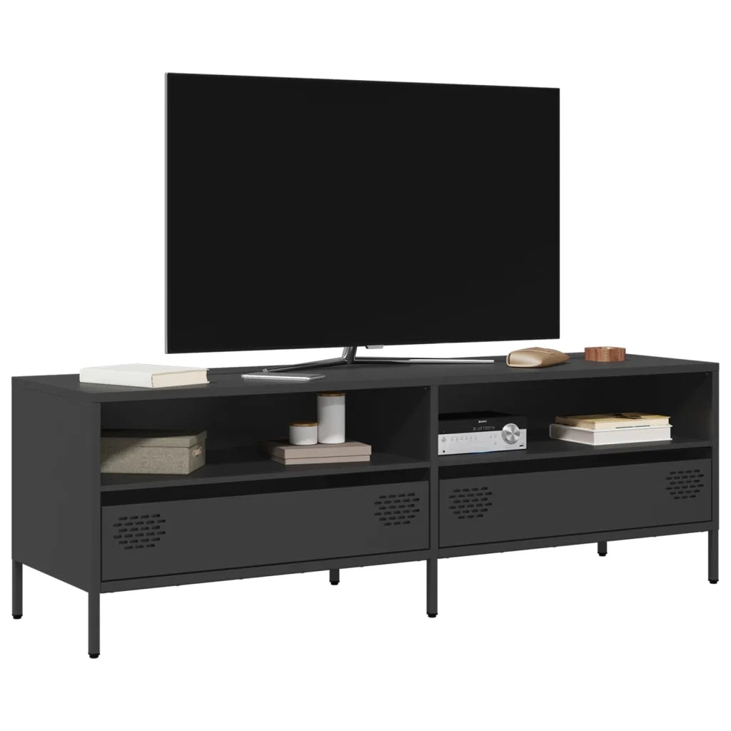 Mobile TV Nero 135x39x43,5 cm in Acciaio Laminato a Freddo 851334
