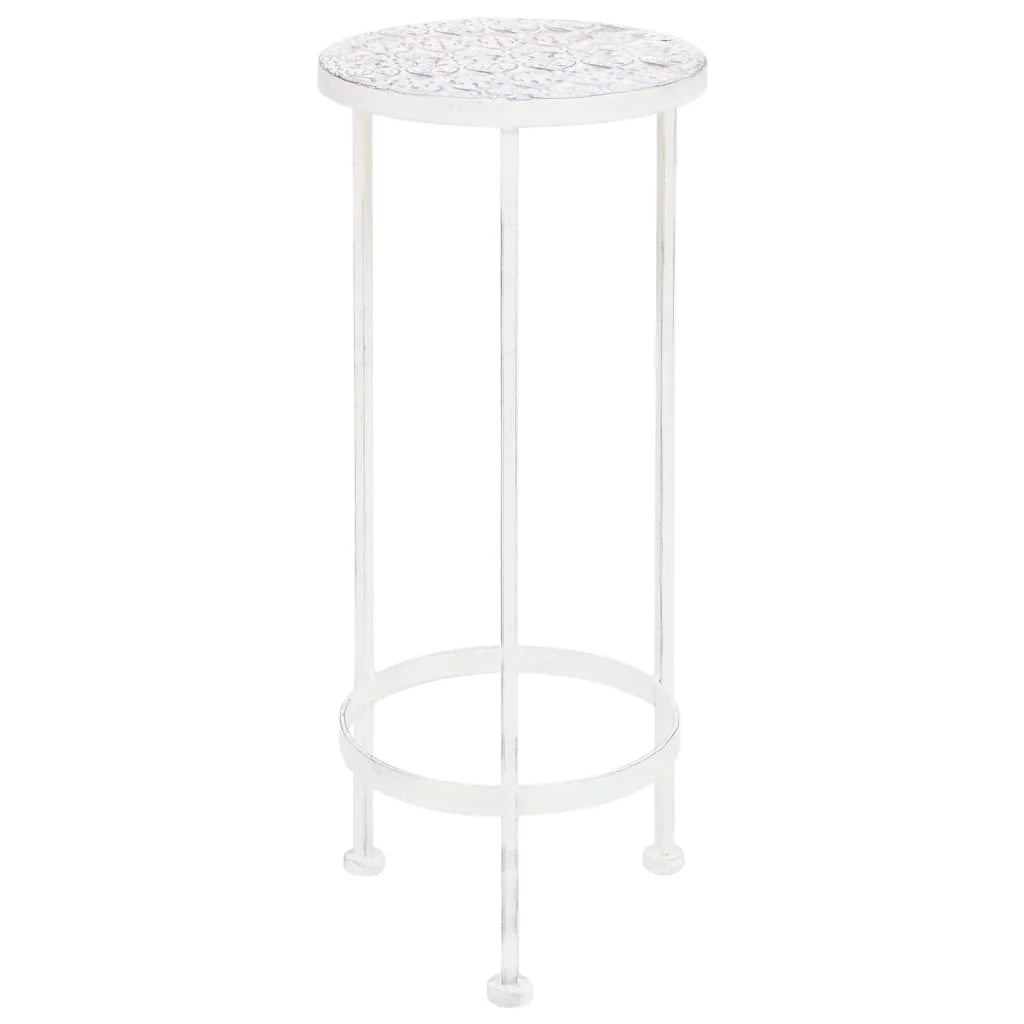 Portavasi da 3 pezzi stile vintage metallo anticato bianco 02_0045024