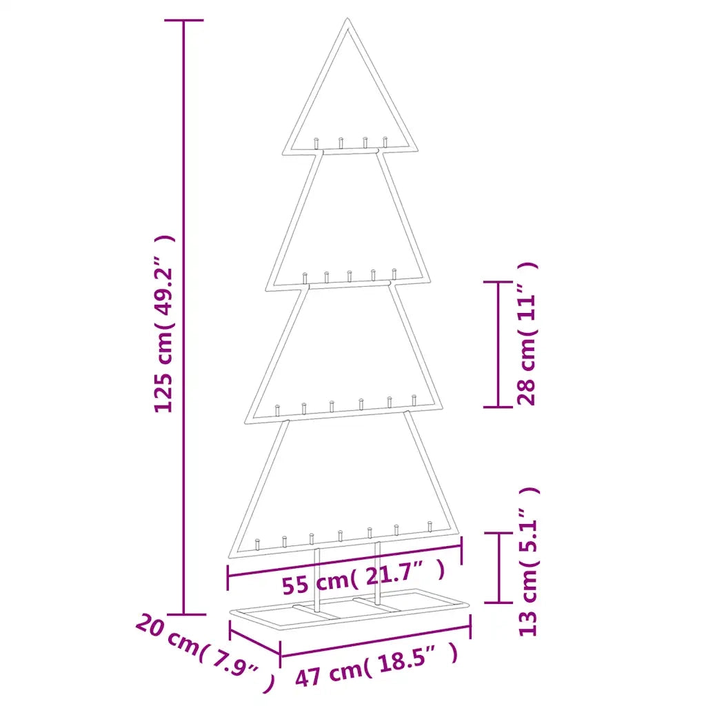 Albero di Natale Decorativo in Metallo Nero 125 cm 359593