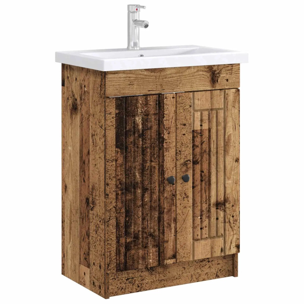 Mobiletto da bagno sotto il lavello Legno antico 890052