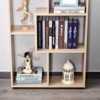 Libreria in Legno Design Moderno con 8 Ripiani, 70x24x178cm, Color Legno Naturale