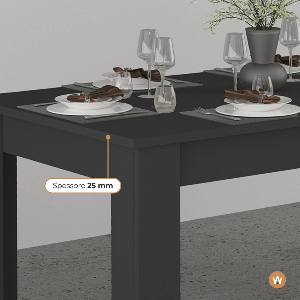 WHOUS Tavolo allungabile Jesi ideale per 6-8 persone colore antracite opaco 140/190x90x75 cm