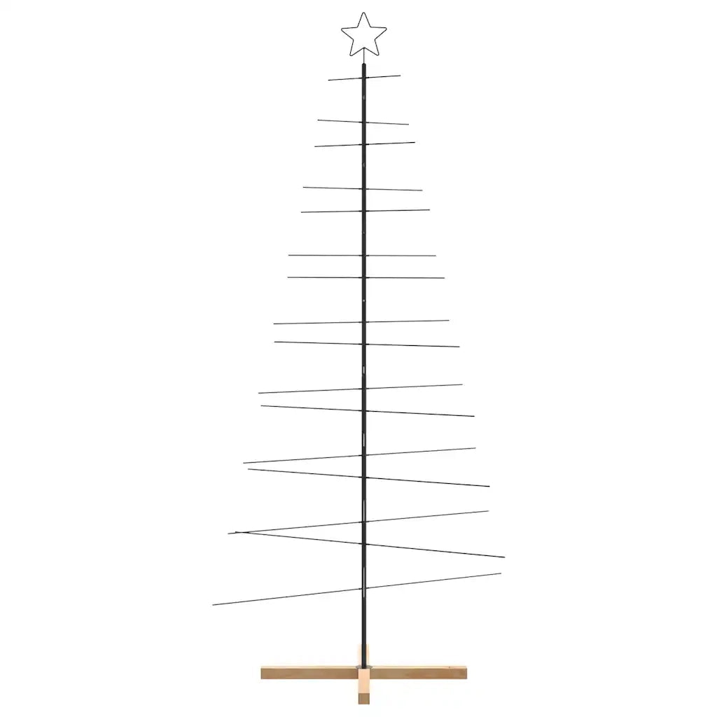 Albero di Natale in Metallo-Decorazioni natalizie con Base in Legno Nero 210 cm